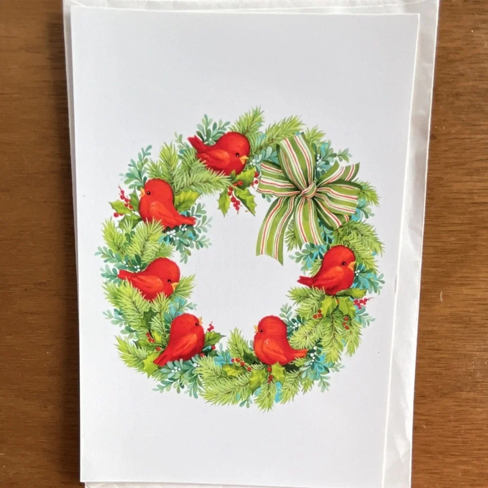 Hallmark Vintage Christmas Greeting Cards Lot Santa Reindeer‎ Wreath Animals